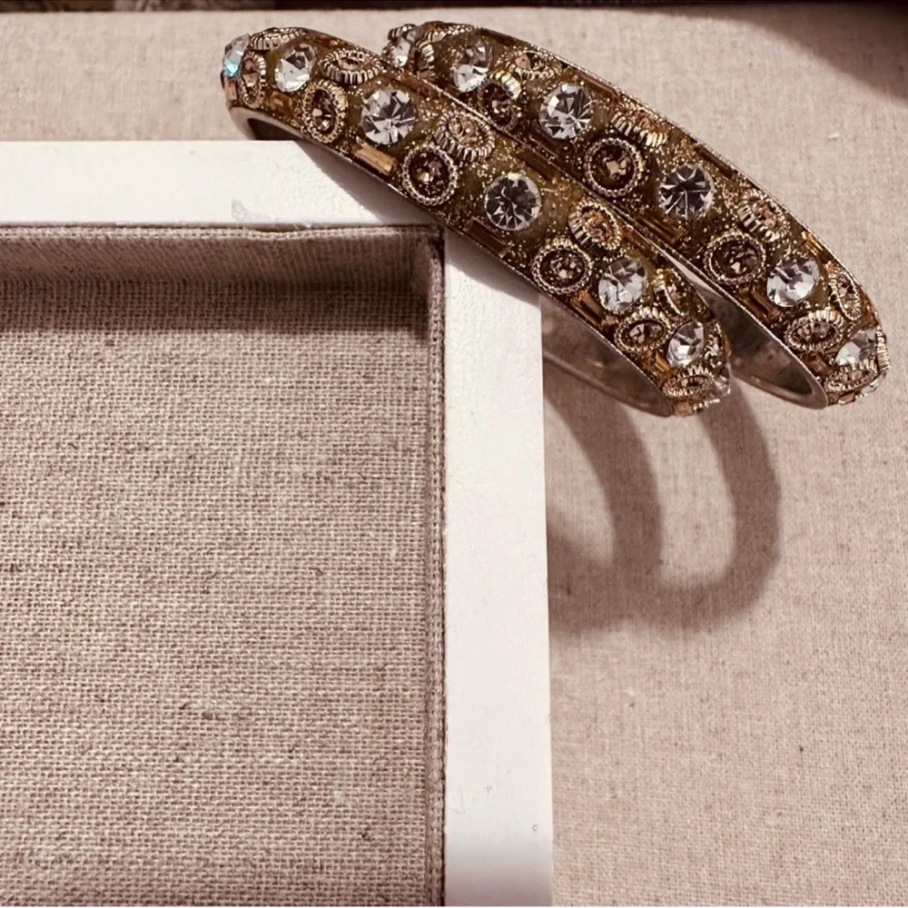 Chamak By Priya | Bracelet | Pair Narrow Crystal Bracelets in Gold